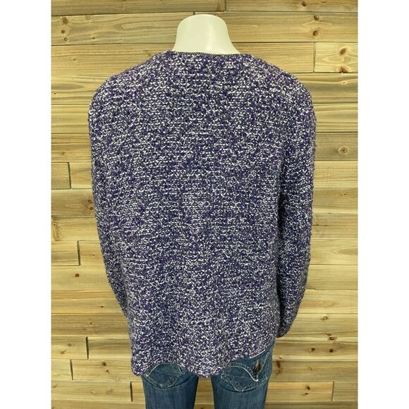 Chicos Cardigan Sweater Jacket 3 XL Long Sleeve Purple Tweed Hook and Eye Warm - Picture 3 of 8